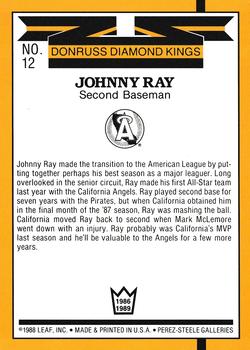 1989 Donruss - Super Diamond Kings #12 Johnny Ray Back