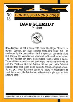 1989 Donruss - Super Diamond Kings #13 Dave Schmidt Back