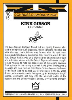 1989 Donruss - Super Diamond Kings #15 Kirk Gibson Back
