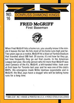 1989 Donruss - Super Diamond Kings #16 Fred McGriff Back