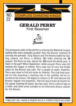 1989 Donruss - Super Diamond Kings #22 Gerald Perry Back