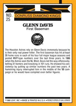 1989 Donruss - Super Diamond Kings #25 Glenn Davis Back