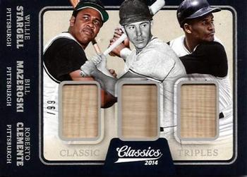 2014 Panini Classics - Classic Triples Bats #14 Bill Mazeroski / Roberto Clemente / Willie Stargell Front