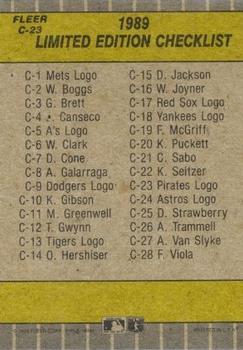 1989 Fleer - Cello / Wax Box Bottom Singles #C-23 Pittsburgh Pirates Logo Back