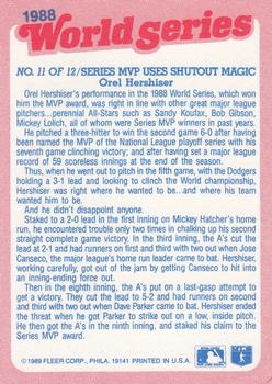 1989 Fleer - World Series #11 The MVP and His Shutout Magic Back