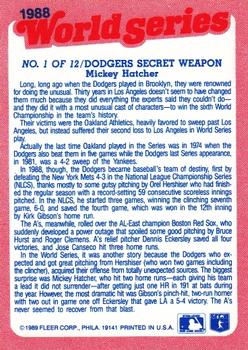 1989 Fleer - World Series #1 Dodgers' Secret Weapon Back