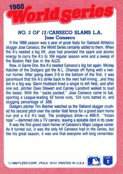 1989 Fleer - World Series #3 Canseco Slams L.A. Back