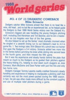 1989 Fleer - World Series #4 Dramatic Comeback Back