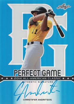 2014 Leaf Metal Draft - Perfect Game Prismatic Blue #PGM-CA1 Christifer Andritsos Front