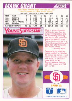 1989 Score - Young Superstars 1 #12 Mark Grant Back