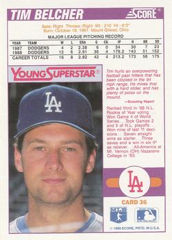 1989 Score - Young Superstars 1 #36 Tim Belcher Back