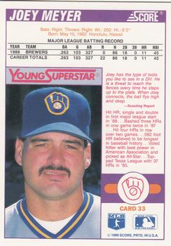 1989 Score - Young Superstars 1 #33 Joey Meyer Back