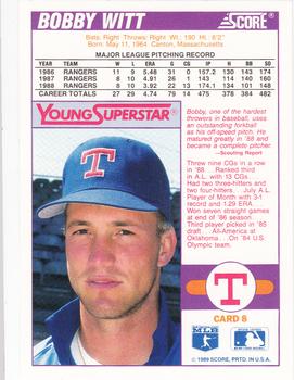 1989 Score - Young Superstars 1 #8 Bobby Witt Back