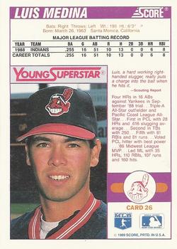 1989 Score Young Superstars 2 #26 Luis Medina Back