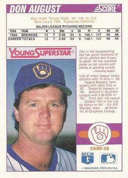 1989 Score Young Superstars 2 #28 Don August Back