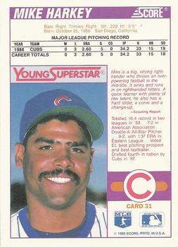 1989 Score Young Superstars 2 #31 Mike Harkey Back