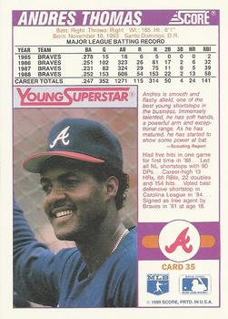1989 Score Young Superstars 2 #35 Andres Thomas Back