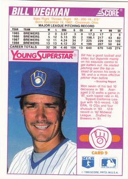 1989 Score Young Superstars 2 #9 Bill Wegman Back