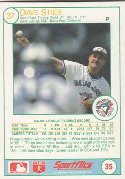 1989 Sportflics #35 Dave Stieb Back