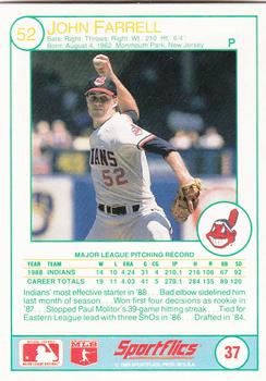 1989 Sportflics #37 John Farrell Back