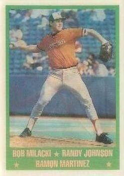 1989 Sportflics #224 Bob Milacki / Randy Johnson / Ramon Martinez Front