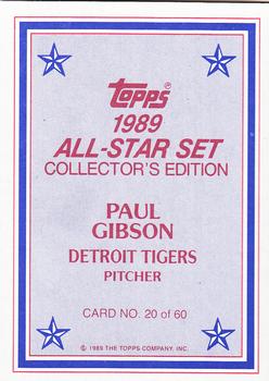 1989 Topps - 1989 All-Star Set Collector's Edition (Glossy Send-Ins) #20 Paul Gibson Back