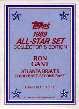 1989 Topps - 1989 All-Star Set Collector's Edition (Glossy Send-Ins) #10 Ron Gant Back