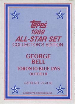 1989 Topps - 1989 All-Star Set Collector's Edition (Glossy Send-Ins) #27 George Bell Back