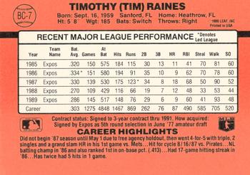 1990 Donruss - Bonus MVP's #BC-7 Tim Raines Back