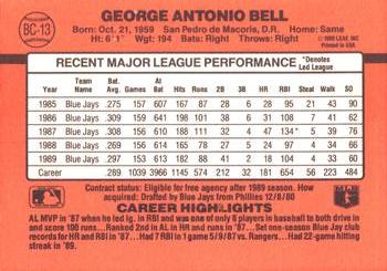 1990 Donruss - Bonus MVP's #BC-13 George Bell Back