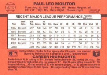 1990 Donruss - Bonus MVP's #BC-15 Paul Molitor Back