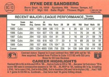 1990 Donruss - Bonus MVP's #BC-10 Ryne Sandberg Back