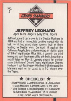 1990 Donruss - Grand Slammers #2 Jeffrey Leonard Back