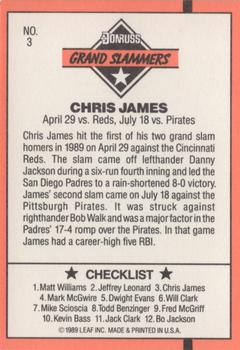 1990 Donruss - Grand Slammers #3 Chris James Back
