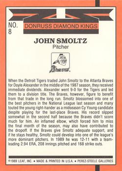 1990 Donruss - Super Diamond Kings #8 John Smoltz Back