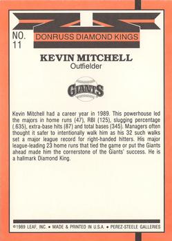 1990 Donruss - Super Diamond Kings #11 Kevin Mitchell Back