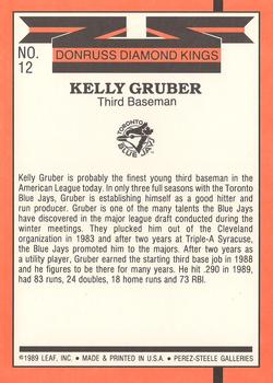 1990 Donruss - Super Diamond Kings #12 Kelly Gruber Back