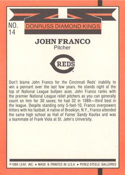 1990 Donruss - Super Diamond Kings #14 John Franco Back