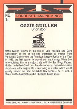 1990 Donruss - Super Diamond Kings #15 Ozzie Guillen Back