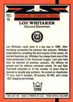 1990 Donruss - Super Diamond Kings #16 Lou Whitaker Back