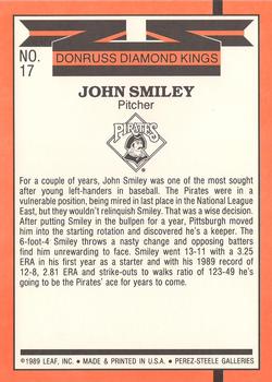 1990 Donruss - Super Diamond Kings #17 John Smiley Back