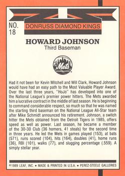 1990 Donruss - Super Diamond Kings #18 Howard Johnson Back