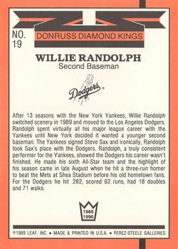 1990 Donruss - Super Diamond Kings #19 Willie Randolph Back
