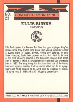 1990 Donruss - Super Diamond Kings #23 Ellis Burks Back