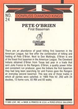1990 Donruss - Super Diamond Kings #24 Pete O'Brien Back