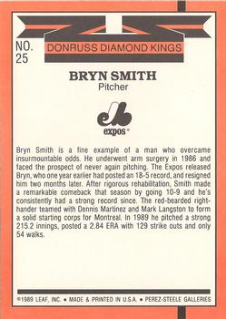 1990 Donruss - Super Diamond Kings #25 Bryn Smith Back