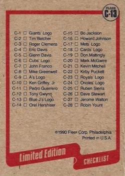 1990 Fleer - Cello / Wax Box Bottom Singles #C-13 Toronto Blue Jays Logo Back