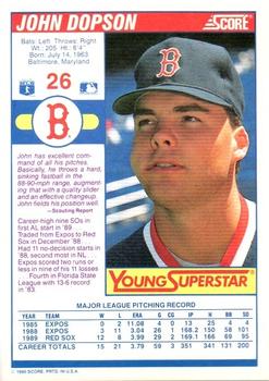 1990 Score - Young Superstars I #26 John Dopson Back