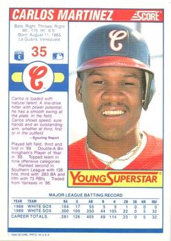 1990 Score - Young Superstars I #35 Carlos Martinez Back