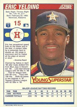 1990 Score - Young Superstars I #15 Eric Yelding Back